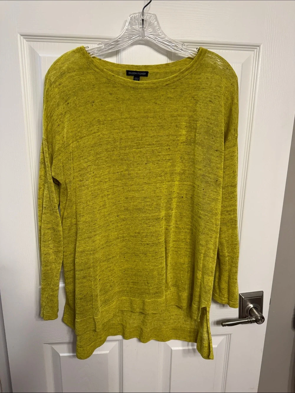 Eileen Fisher Chartreuse Lightweight Scoop Neck Sweater